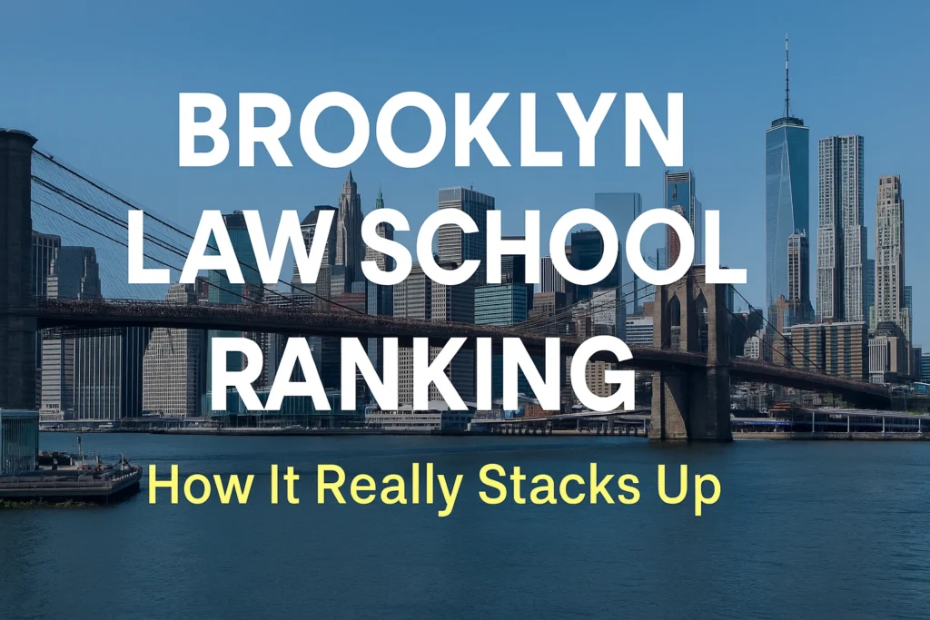 Brooklyn Law School ranking 2025 over NYC skyline and bridge