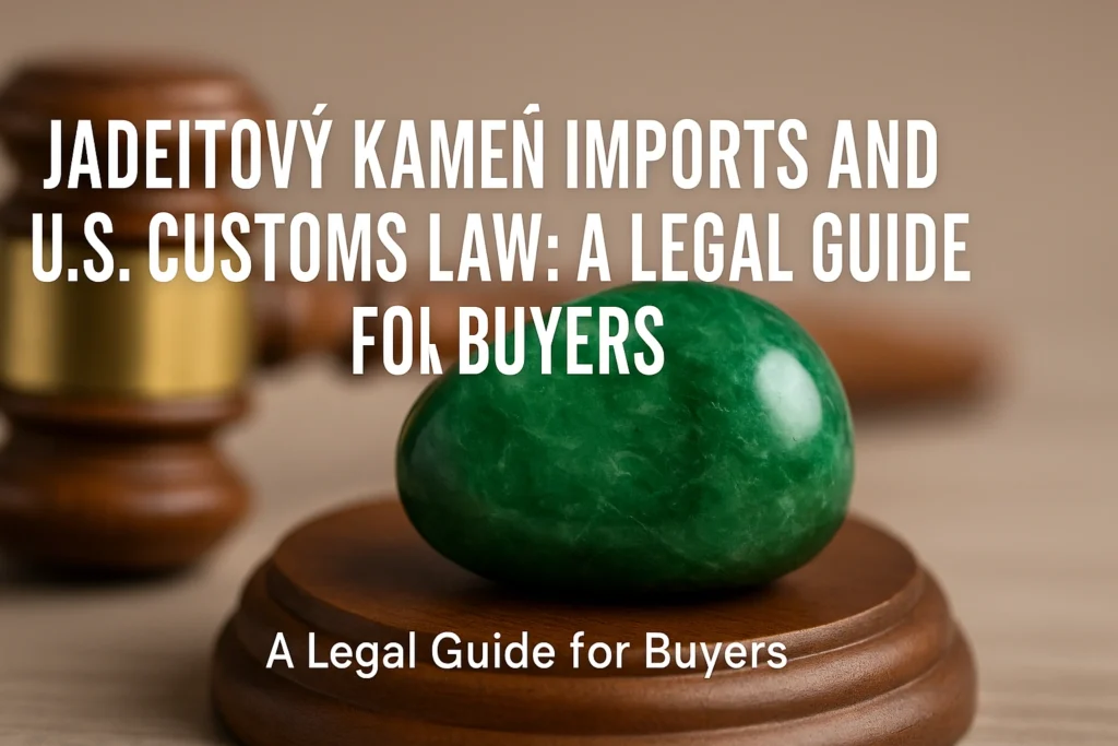 Jadeite stone on wooden gavel base representing U.S. customs law