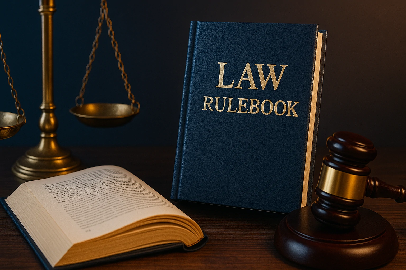 Realistic visual showing legal tools, papers, and a digital interface to reflect user-selected legal content flow